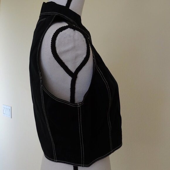 Polo Ralph Lauren Vest Top Women's Size 12 Black Cotton Topstitched Sleeveless - Picture 6 of 8